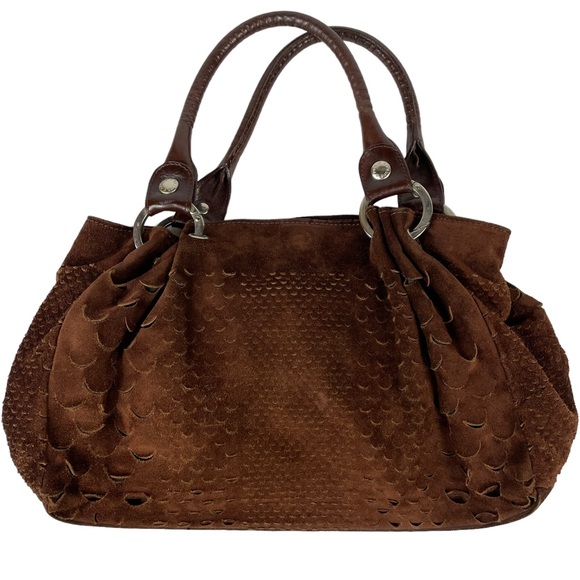 Prune Bags Prne Prune Fullgrain Brown Leather Diecut Punched Scale